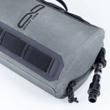 Gray bag with black accents and a brand logo on a white background