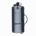 Gray water bag for mototrcycles with black accents on a white background