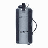 Gray water bag for mototrcycles with black accents on a white background