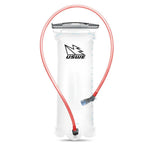 USWE 1.5 liter Elite hydration bladder with wide slider opening, red drink tube, and volume measurement markings displayed on white background.