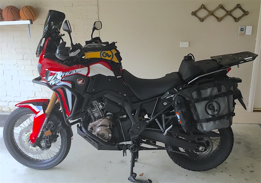 Honda Africa Twin With Diablo Tank Bag, MotoTrekk Panniers and Possible  Pouches - Giant Loop